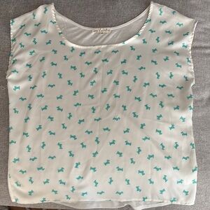 One Clothing White and Green Cap Sleeve Blouse